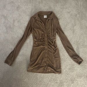 With Jean brown dress